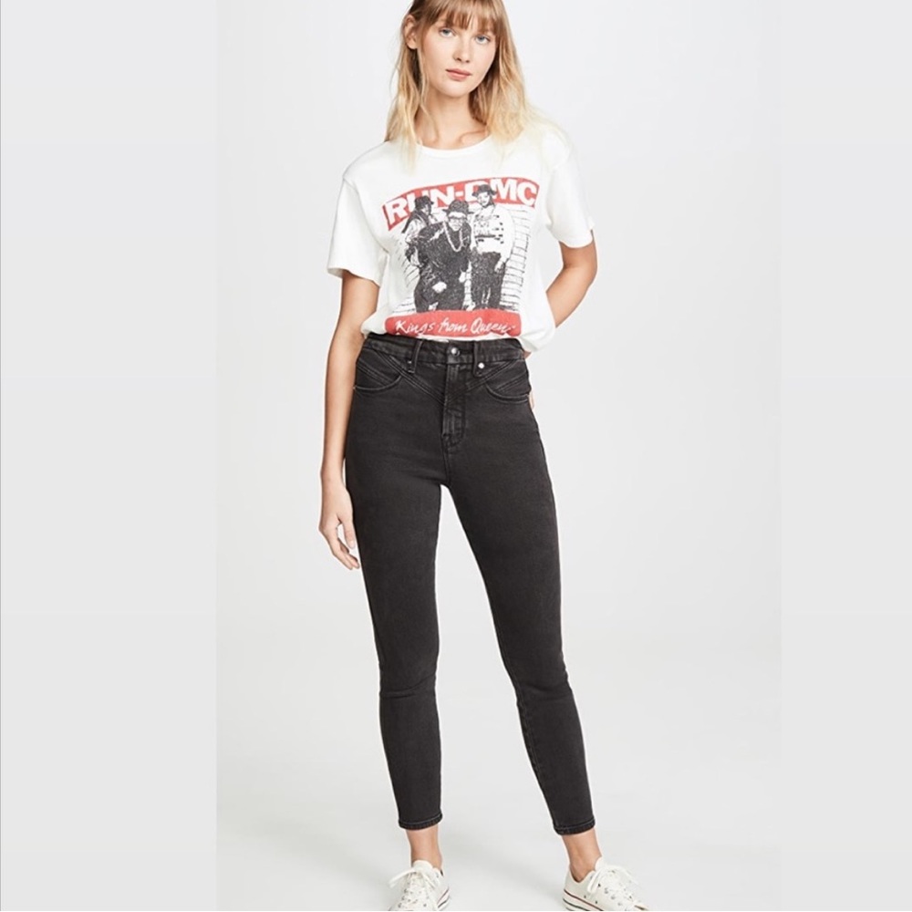 Good American Good Curve Front Yoke Black Jeans Grunge Biker Western